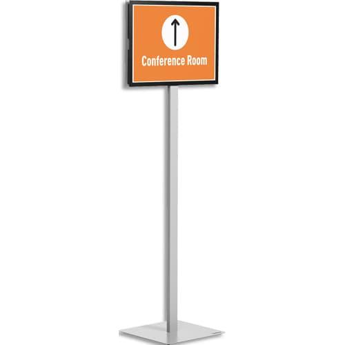 Durable présentoir sur pied info stand basic a3, affichage 2 côtés. Livré avec 2 duraframe magnetic noir_0