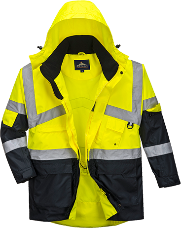 Parka bicolore respirante hi-vis jaune marine S760 - certifiée CE, bandes réfléchissantes, 11 poches, capuche détachable, taille M_0