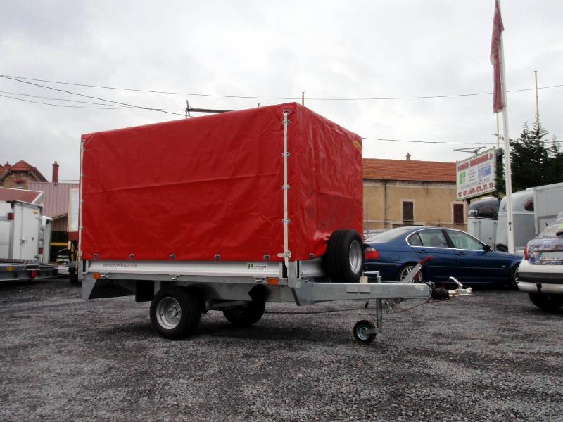 Remorque bâché à plateau de 195/55 x 10 avec frein pour le transport - humbaur - 1451_0