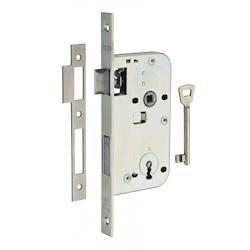 Serrure encastrable à clé pour porte de chambre, axe 50mm, bouts carrés, zingué, 1 clé - THIRARD - gris 3150260102024_0