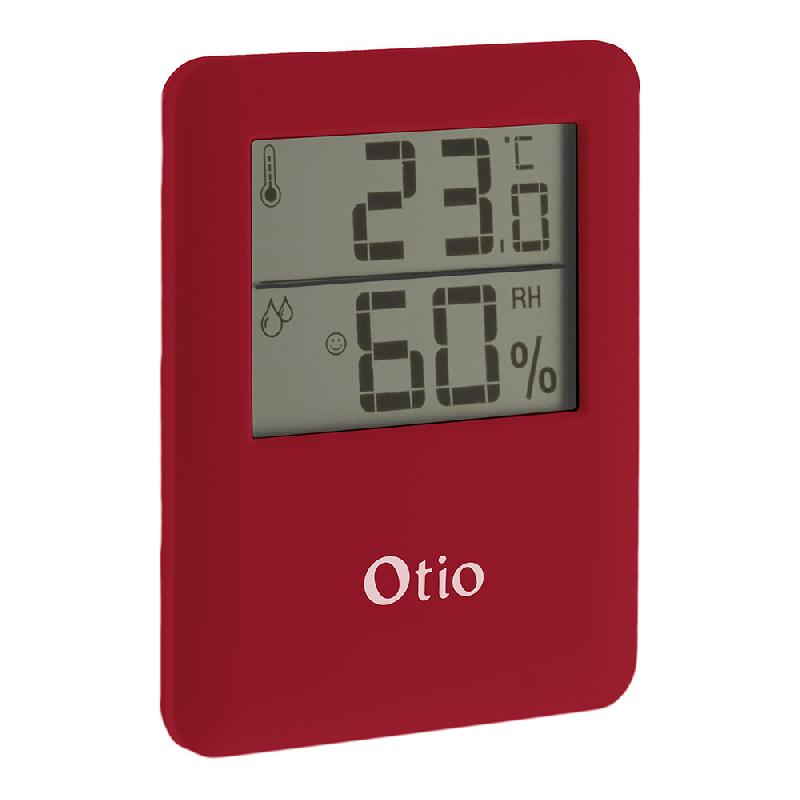 Thermomètre hygromètre magnétique rouge - Otio - écran LCD, indicateur de tendance sur 12h, fixation aimantée_0