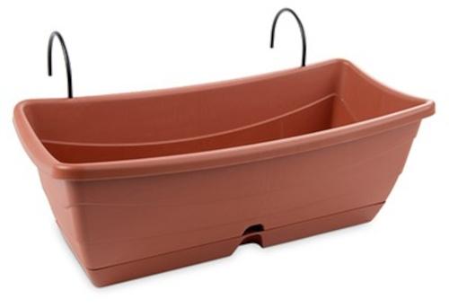 HEGA DALIA - Pot de fleurs rectangulaire 40 cm avec plaque et supports - Marron - Capacité 5,3 litres_0