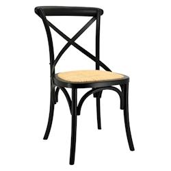 Aubry Gaspard - Chaise de bristrot en bouleau et rotin - 51 x 55 x 89 cm - Hauteur assise 47 cm - MCH1740_0
