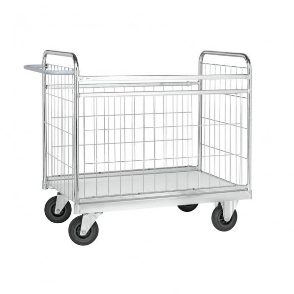 Chariot à mailles 1025 mm - KONGAMEK - sans freins - électro-galvanisé, charge 300 kg, côtés amovibles, garantie 5 ans_0