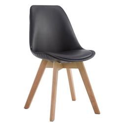 Décoshop26 - Chaise de salle à manger x1 style scandinave en PVC noir support 4 pieds en bois couleur clair 10_0003745 - noir 3000251744347_0