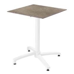 Oviala Business Ensemble table de terrasse stratifié marbre beige et 2 fauteuils gris - gris métal 110721_0
