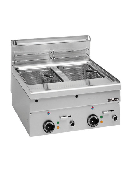 Friteuse électrique - 2x10 litres, acier inoxydable, vidange, thermostat de sécurité, régulation thermostatique - MBM_0