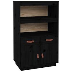 HELLOSHOP26 - Buffet haut en bois massif de pin 67 x 40 x 108,5 cm, avec étagères et tiroirs - Cuisine, salon, salle de séjour_0
