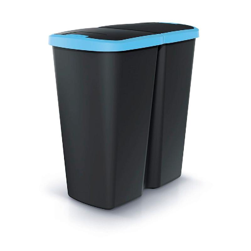 Keden - Compacta Q duo Poubelle 45L avec 2 Couvercles Indépendants de couleur Noire et bleue - multicolore plastique ZA5489_0