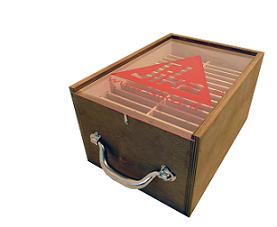 Malette bois échantillons - Ref 940017 - contreplaqué bouleau teinté avec plumier plexi sérigraphié_0
