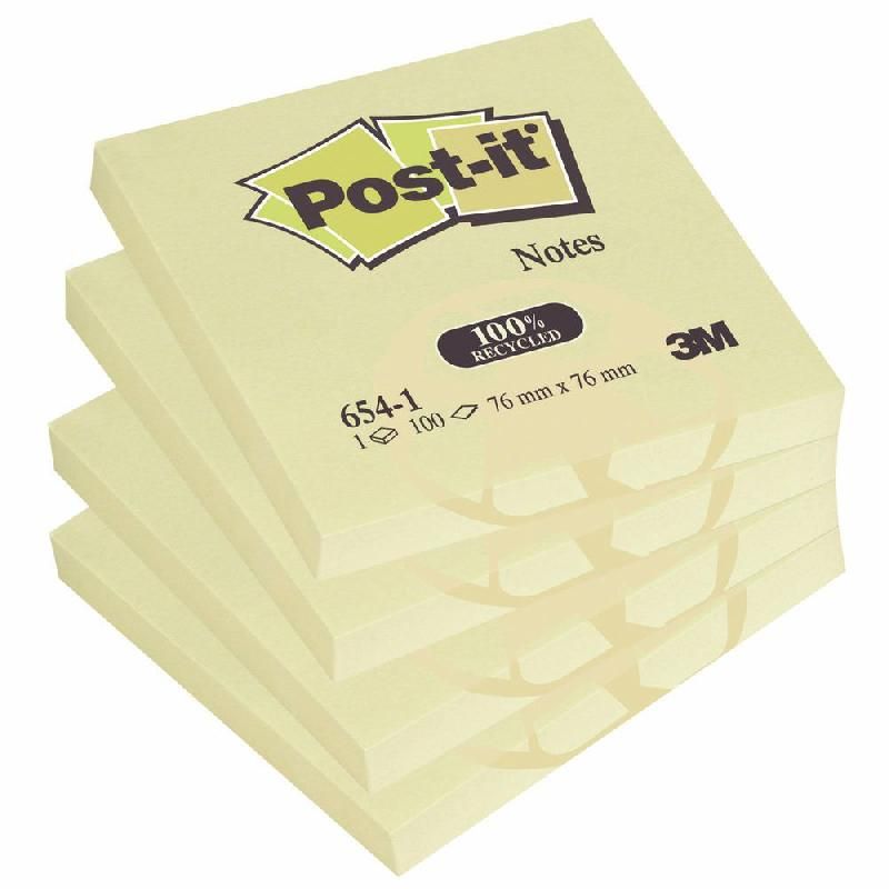 POST-IT® BLOC DE NOTES ADHÉSIVES - 76 X 76 MM - COULEUR : JAUNE PASTEL (PRIX À L'UNITÉ)