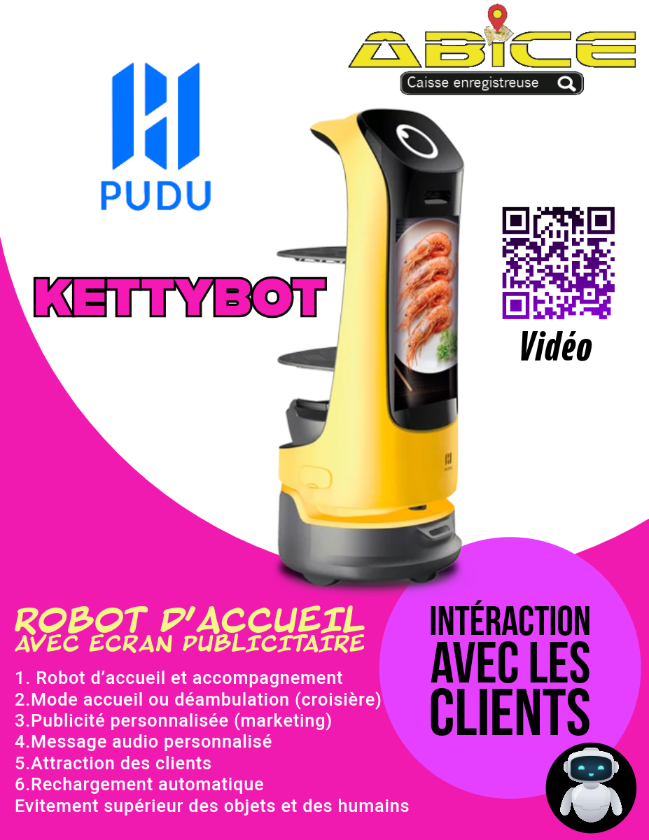 Robot d'accueil polyvalent avec écran publicitaire - KETTYBOT_0