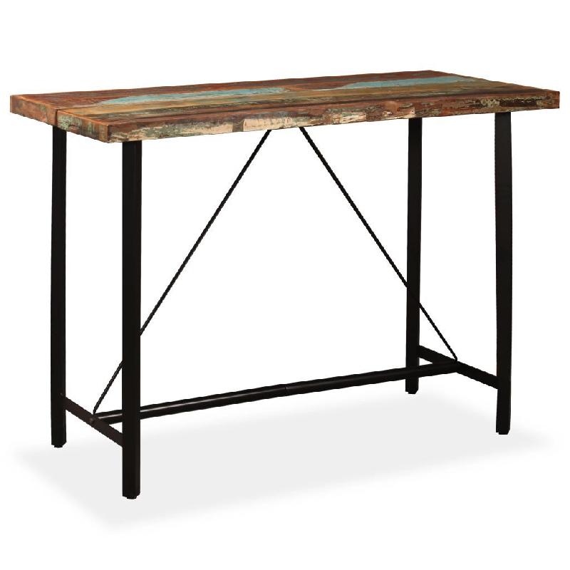Table haute mange-debout bar bistrot - bois massif de récupération 150 cm - style industriel_0