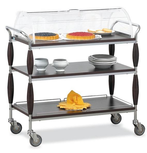 Table roulante de service en bois clair ou foncé_0