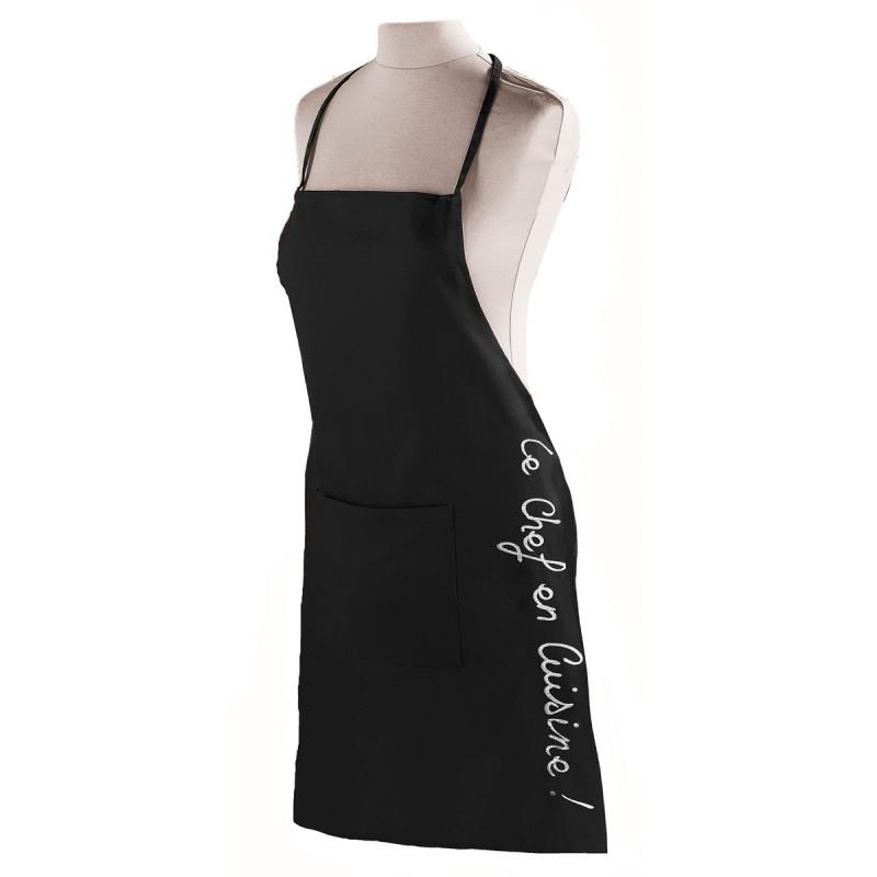 Tablier de cuisine noir - Cuistot 84 cm - Paris Prix_0