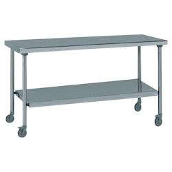 Tournus Equipement Table inox centrale sur roues avec étagère inférieure fixe longueur 1800 mm Tournus - 464976 - plastique 464976_0