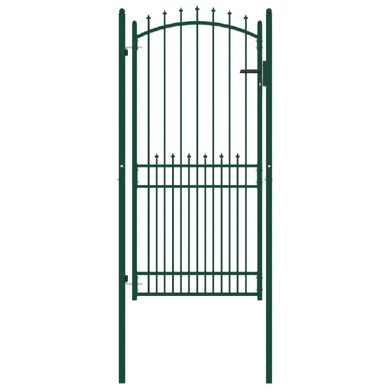 Vidaxl portail de clôture avec pointes acier 100x200 cm vert 146397_0