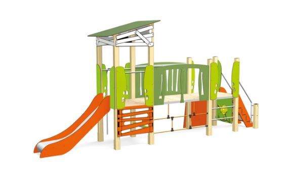 Structure de jeux multi-activités à 2 tours H 0,90 m pour enfants de 2 à 8 ans - Ma cabane 3703 - TRANSALP_0