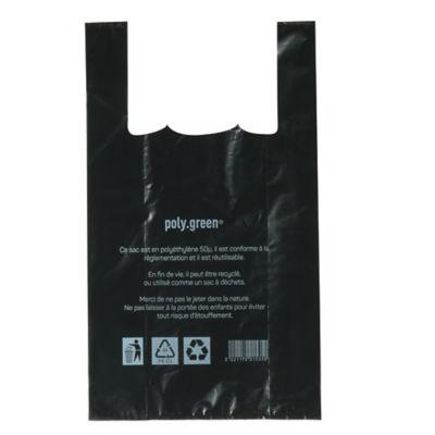 500 sacs plastiques à bretelles épaisseur 50 microns, 30 x 14 x 54 cm, Noir_0