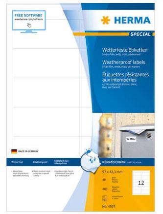 Étiquette jet d'encre, a4, 97,0 x 42,3 mm - 4597_0