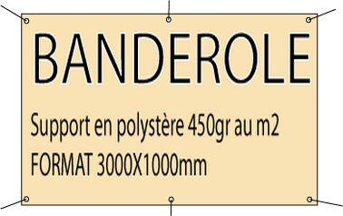 Banderole publicitaire 3000x1000mm - Lot de 2 exemplaires - Polyester 450g/m² - Impression numérique_0