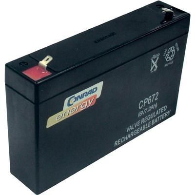 BATTERIE AU PLOMB 6 V 7 AH CONRAD ENERGY CE6V/7AH PLOMB (AGM) (L X H X P) 151 X 94 X 34 MM CONNECTEUR PLAT 4,8 MM SANS E