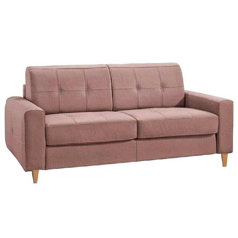 CANAPÉ CONVERTIBLE ALMUT 140CM MATELAS 16CM SYSTÈME EXPRESS SOMMIER LATTES RENATONISI TISSU MICROFIBRE ROSE_0
