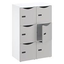 Casier de bureau Lockers 6 cases - Corps blanc, portes gris perle - H 132,9 cm_0
