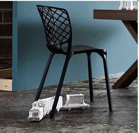 Lot de 2 chaises empilables Gamera - Nylon noir opaque - Fabrication 100% italienne_0