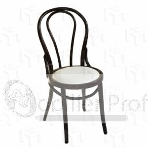 Chaise en bois Paris - style bistrot avec assise ronde en simili cuir et dossier courbé - teintes personnalisables_0