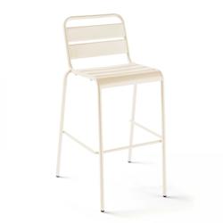 Oviala Business - Chaise haute en métal Palavas ivoire/beige, 100% acier thermolaqué et empilable_0