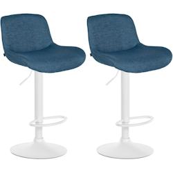 CLP Lot de 2 tabourets de bar Solon blanc Bleu/Tissu - bleu textile 326575_0