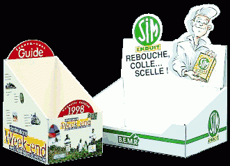 Conception, traitement, impression et transformation de PLV carton de comptoir - matériaux variés : ondulé, compact, polypro alvéolé, mousse, bois_0