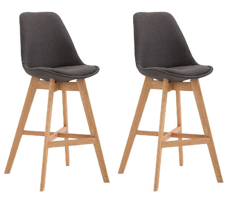 Décoshop26 - Lot de 2 tabouret de bar chaise haute design moderne en tissu gris foncé 10_0001302 - gris 3000683569600_0