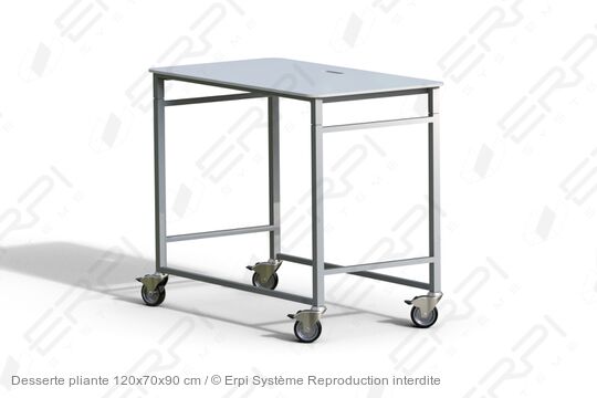 Desserte pliante 120x70x90 cm - DES1207090-01E - Structure pliante, plateau PE noir anti-dérapant, 4 roulettes pivotantes_0