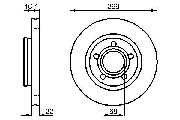Disque de frein Bosch 0986478574 - arrière, ventilé de l'intérieur, boîte de 2 disques, épaisseur 22 mm, 5 trous_0