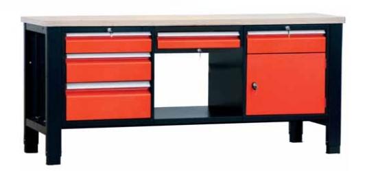 Établi lourd ETLD20MB/D/S/X - Charge max 1350 kg - Plateau 5 matériaux au choix - Hauteur réglable 850-900 mm_0