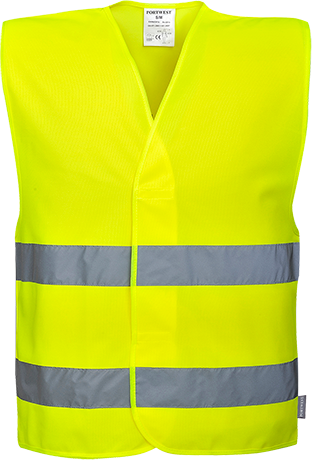Gilet HV Visitor jaune C405 - certifié CE, bandes réfléchissantes, fermeture auto-agrippante, très léger, coupe ample_0