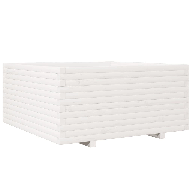 Helloshop26 - Jardinière bac lit surélevé plantes fleurs terrasse jardin 100 x 100 x 49,5 cm bois de pin massif blanc 02_0037263 - 3000214231556_0