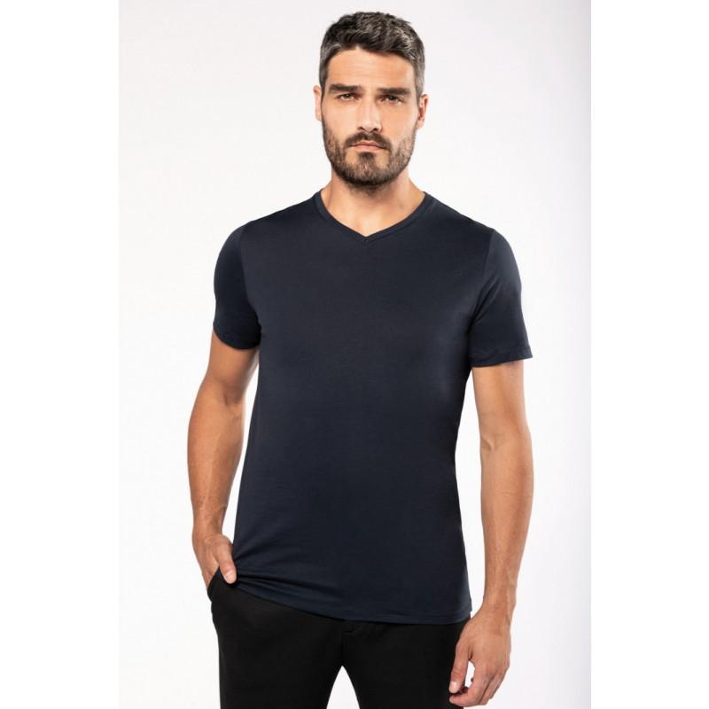 K3002 - T-shirt Supima col V manches courtes homme - 100% coton Supima, toucher soyeux, coupe ajustée_0