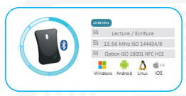 Lecteur mobile Bluetooth RFID 13.56 MHz - Référence 7201-BT-V2 - Connexion tablette Android, Windows, iOS_0
