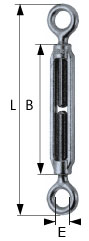 LEVAC TENDEUR À LANTERNE 2 OEILLETS ACIER GALVANISÉ M14 (5321D)