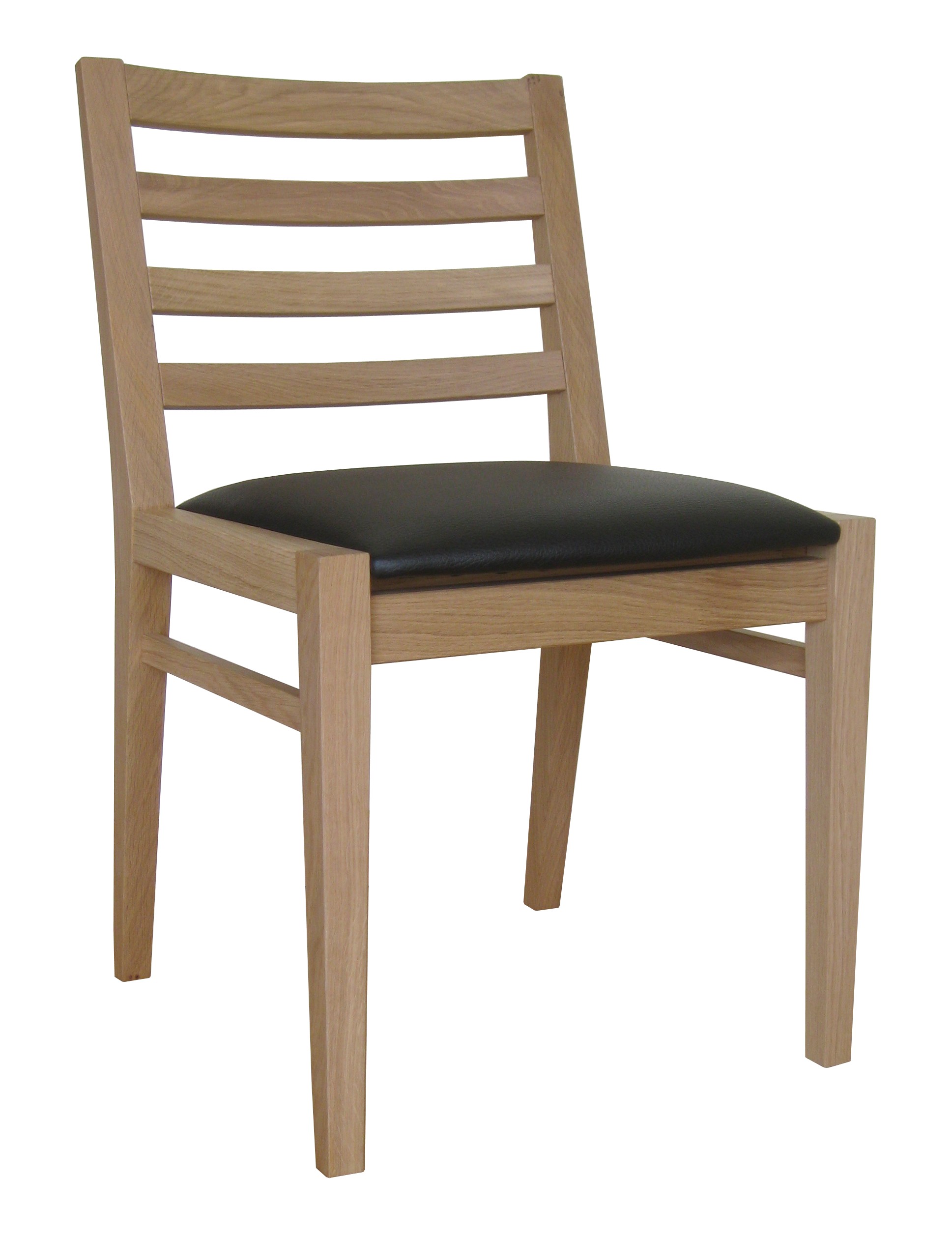 Lot de 2 chaises Horizon en chêne massif naturel - revêtement simili cuir noir - fabrication française - assemblage traditionnel_0