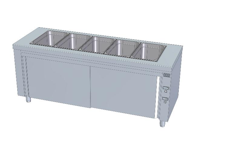 Meuble bain-marie à eau 5 gn 1/1-200 avec réserve chaude - MBMR-200_0