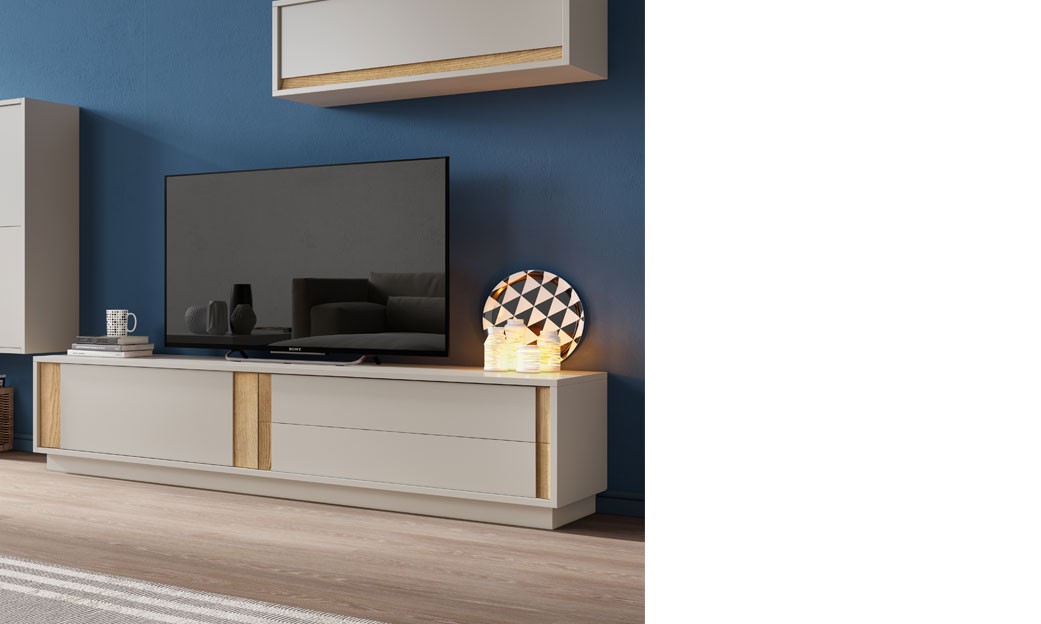 meuble tele gris bois