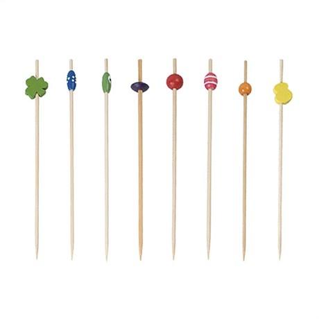 PIQUE DÉCORÉES 12 CM BAMBOU ASSORTI (VENDU PAR 100)