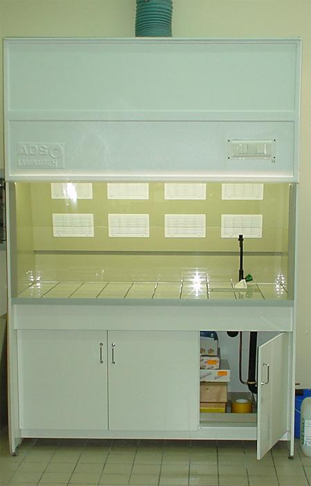 Sorbonne de laboratoire en COPLAST (PVC) avec vitre motorisée - BC norme - ADS - pour salle blanche et laboratoire bas de plafond_0