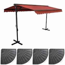 Oviala Business Store double pente 3 x 4m et 4 dalles lestées rouge - Oviala - rouge aluminium 103989_0