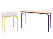 Table scolaire AXIS - 1 ou 2 place(s) - structure tubulaire monobloc avec plateau en mélaminé ou aggloméré_0