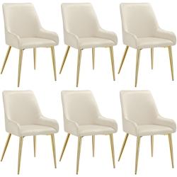 TecTake GmbH tectake Lot 6 chaises rembourrées aspect velours forme ergonomique beige - 405501 - beige acier 405501_0